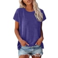 thumbnail image 1 of WEIYLL T-Shirt pour Femmes, Manches Courtes, Col Rond, Couleur Unie, Coupe Ample, Tailles TTG, 1 of 7