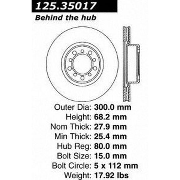 Centric Parts Disc Brake Rotor P/N:125.35017 Fits select: 1986-1991 MERCEDES-BENZ 420, 1985-1991 MERCEDES-BENZ 300