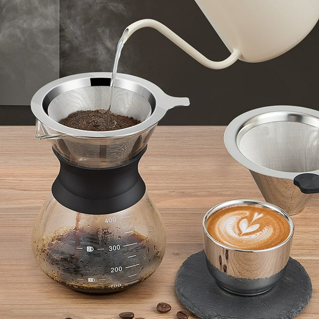 YAOMOBB Filtre à Café Réutilisable en Acier Inoxydable Facile à Nettoyer Passoire à Mailles Fines pour Cuisine Maison