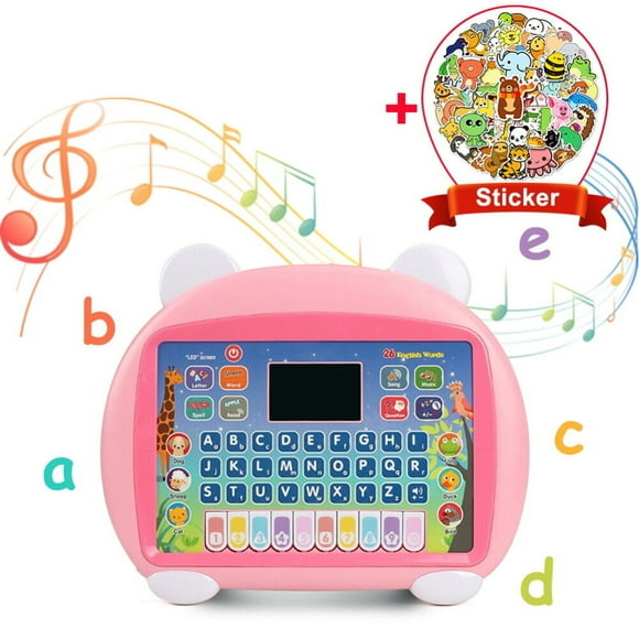 FNNMNNR Tablet Toy for 2-3 Years Old Girls Boys  Educational Learning Toys with Light and Music  Interactive Toy for Numbers  Alphabet  Animals and Maths - Blue  with 50 cartoon animal stickers
