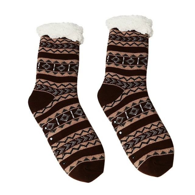 oqasdz Men's Fuzzy Ripple Slipper Socks Warm Comfortable Soft Knitted Non Winter Socks
