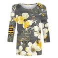 thumbnail image 5 of Qulqfy Casual Womens Blouses 3/4 Length Sleeve Slim Fit Scoop Neck Gradient Cute Work Pleat Tunic Fall Tops for Women Trendy Yellow L, 5 of 5