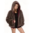 thumbnail image 6 of Iyufng Oversized Faux Fur Lined Hooded Jackets for Women Reversible Long Sleeve Zip Up Cropped Winter Coat with Pockets, 6 of 7