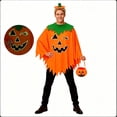 thumbnail image 4 of FchengtaiS 3PCS Halloween Pumpkin Costume for family,Glow in the Dark Halloween Pumpkin Cloak-Poncho with Headband & Candy Bag for Holiday Party, 4 of 5