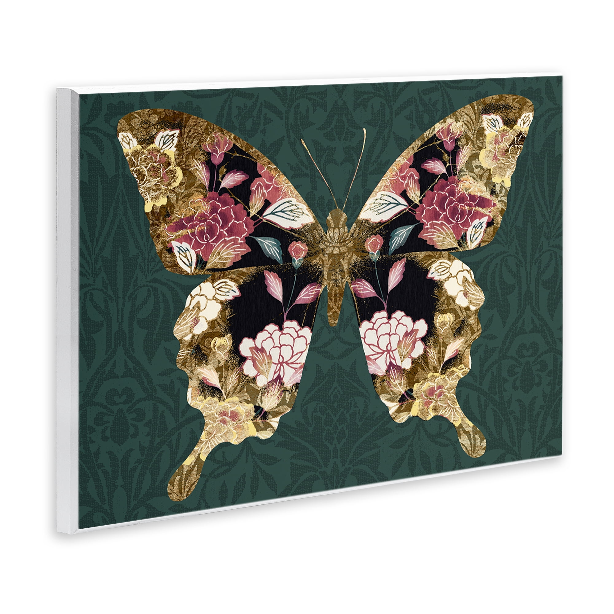 Stupell Industries Rococo Butterfly Pattern Animals Painting Unframed Art Print Wall Art, 19 x 13