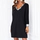 thumbnail image 5 of Vestido de malla para mujer: glamuroso, negro, cuello en V, manga larga, poliéster, corte ajustado, para la oficina o las vacaciones. Tallas estadounidenses/británicas/europeas: S-XXXXL., 5 of 8