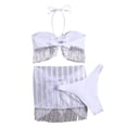 thumbnail image 2 of 3Pcs/Set Bathing Suit Push Up with Skirt Halter Quick Dry Backless Beach Wear Split Type Summer Sexy Tassel Bikini Set Swimming Pool Accessory, 2 of 7