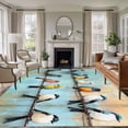 thumbnail image 2 of Abstract Birds Area Rugs 5x7 ft Singing Birds Birds Standing on Wire Washable Rug Non Slip Indoor Carpet Absorbent Floor Mat for Living Room Bedroom Dining Room, 2 of 9