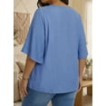 thumbnail image 7 of Oryer Womens Plus Size Tops V Neck 3/4 Bell Sleeve Womens Blouse, Trendy Tunic Summer Shirts for Women 1X-5X, 7 of 7