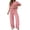 Pink, variant on Ynynloco 2 Piece Cotton Linen Outfits for Women Casual Tracksuit Short Sleeve Tops And Wide Leg Long Pants Matching Lounge Sets