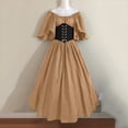thumbnail image 1 of Vestido medieval retro de color contrastante ajustado, vestido grande con mangas voladoras y hombros descubiertos, vestido de cosplay, 1 of 6