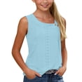 thumbnail image 4 of Gamivast Summer Tops for Girls Square Neck Button Shoulder Regular Fit Blouse Eyelet Lace Hollow out Cotton Sleeveless Shirts Casual Daily Holiday Beach Party Wear, 4 of 9