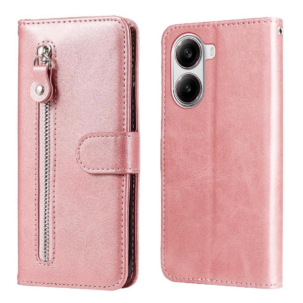 Estuche de Cuero PU con Cierre para Xiaomi Poco X7 Pro , Funda Protectora con Billetera y Correa