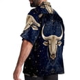thumbnail image 3 of Taurus Constellation Men's Casual Printed Button Down Short Sleeve Summer Beach Shirt, Unisex, 3 of 6