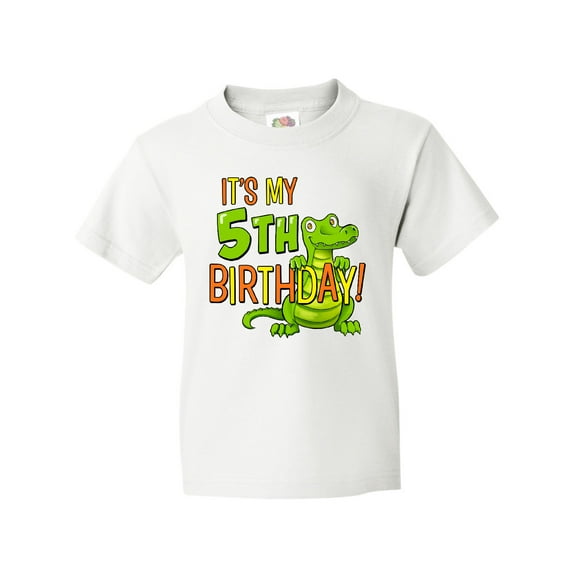 Inktastic It's My 5th Birthday with Cute Green Alligator Youth T-Shirt
