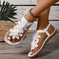 thumbnail image 4 of Rokment Women's Lace Crochet Flower Flip Flops Comfortable Orthopedic Platform Wedge Slingback Dressy Walking Sandals for Beach Summer 2026 White Size 9.5, 4 of 7