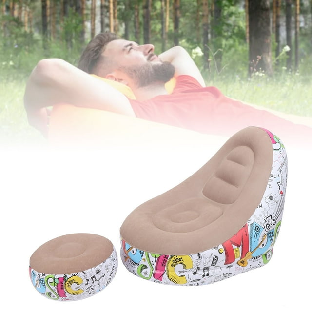 Inflatable Couch, Inflatable Lounger Chair Flocking Anti Leak Portable for Outdoor Camping Brown