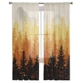 thumbnail image 2 of Forest Fall,Semi Sheer Curtains 84 Inch Length 2 Panels Set,Vintage Mountain Wood-land Foggy Tree Orange Sheer Kitchen Curtain Privacy Voile Window Curtain for Living Room Bedroom Rod Pocket Drapes, 2 of 7