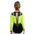 thumbnail image 2 of TSSOE Gymnastics Leotard for Girls Sheer Mesh Skating Jumpsuit Ballet Dance Leotard Activewear Bodysuit Fluorescent Yellow 14, 2 of 7