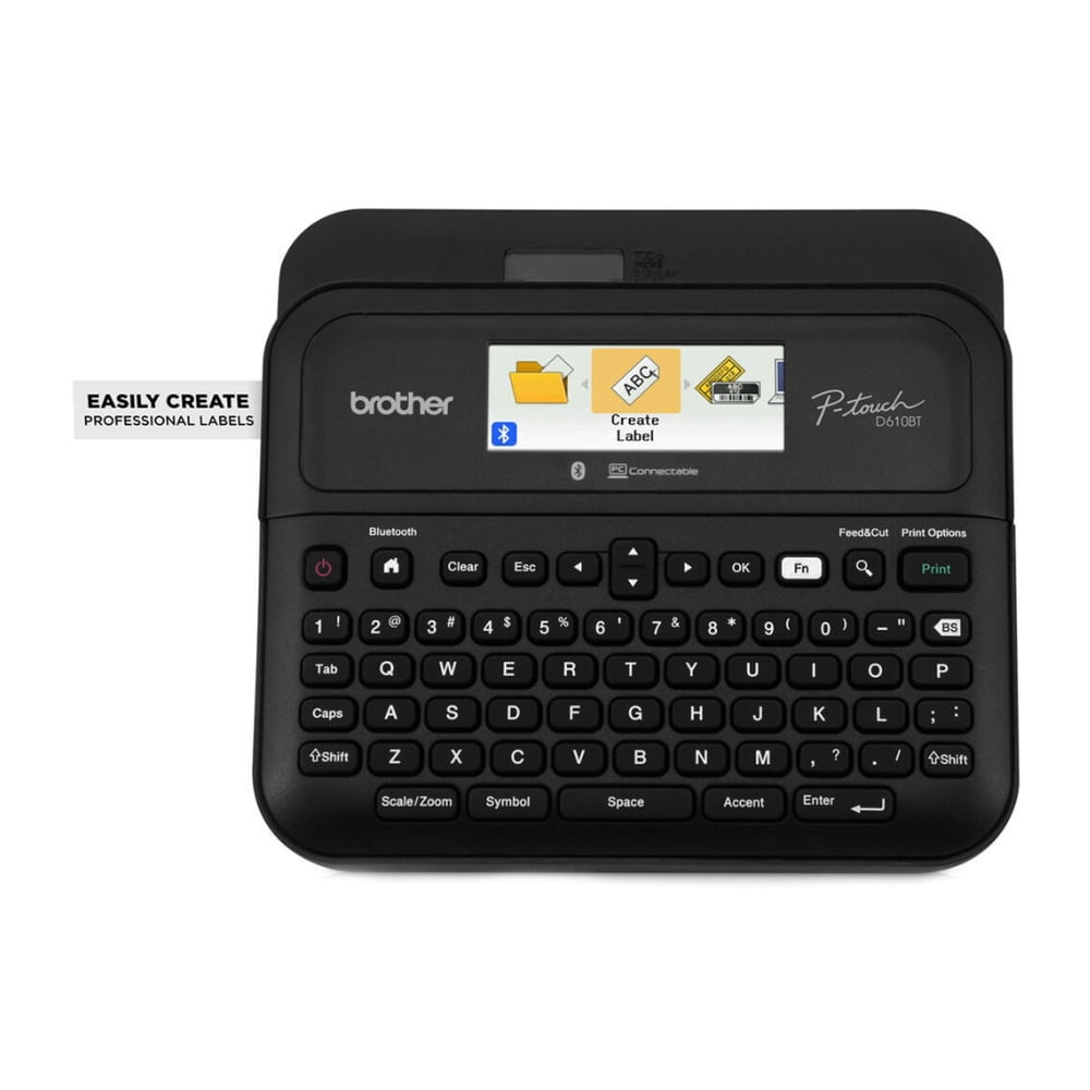 Brother P-touch PT- D610BT Business Label Maker Bundle with Hard Carrying Case and BK/WE TZe Laminated Tape Value Pack