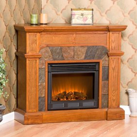 Bowery Hill Natural Stone Free Standing Electric Fireplace