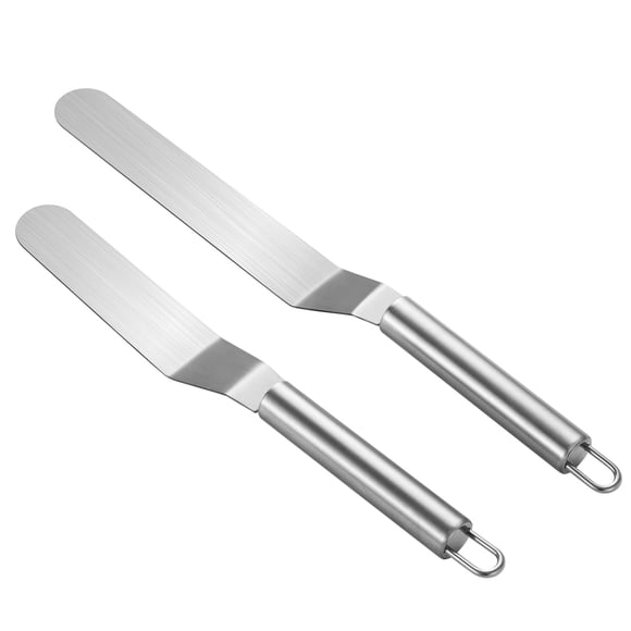 2-Piece Offset Spatula Set - 6" & 8" Stainless Steel Icing Spatulas for Cake Decorating, Baking, Cooking - Professional Grade Cake Tools with Comfort Grip