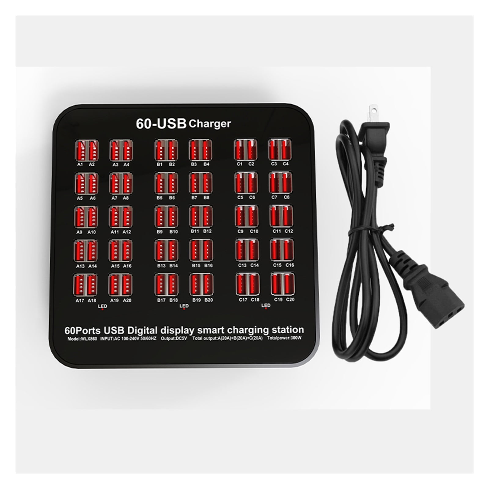 Smart 60 Ports USB Hub Charging Station Power Outlet Multi Port Speed Wall Charger Dock Charger Home Office Adapter ,Multi-Device Charger