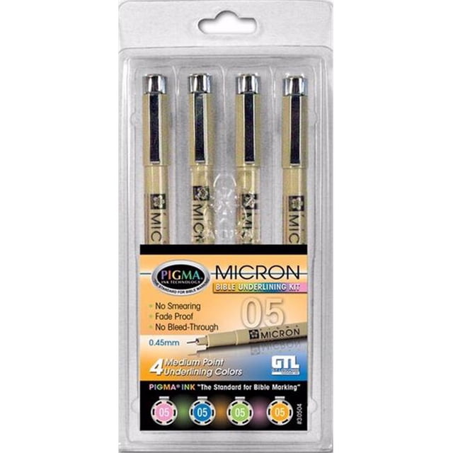 G T Luscombe 161318 Stylo Pigma Micron Pointe Moyenne Stylo de Note Biblique - Ensemble de 4