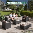 thumbnail image 4 of ClouddWell 6 Piece Outdoor Wicker Patio Furniture Set, Rattan Sectional Sofa Sets with Beige Cushions, 4 of 8