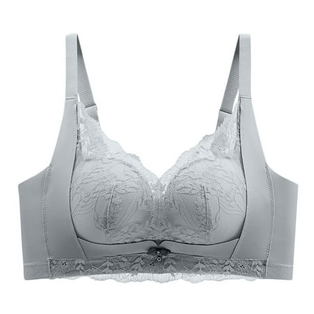 Gnurob Seamless Bras for Women Plus Size Push Up Bra No Underwire Bralette T-Shirt Padded Bralettes Hide Back Fat Underwear Comfortable Breathable Brassiere Clearance Saving Gray Medium