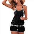 thumbnail image 1 of Traje de Baño Tankini de Dos Piezas para Mujer, con Control de Abdomen y Pantalones Cortos Tipo Blusón Negro XL, 1 of 10