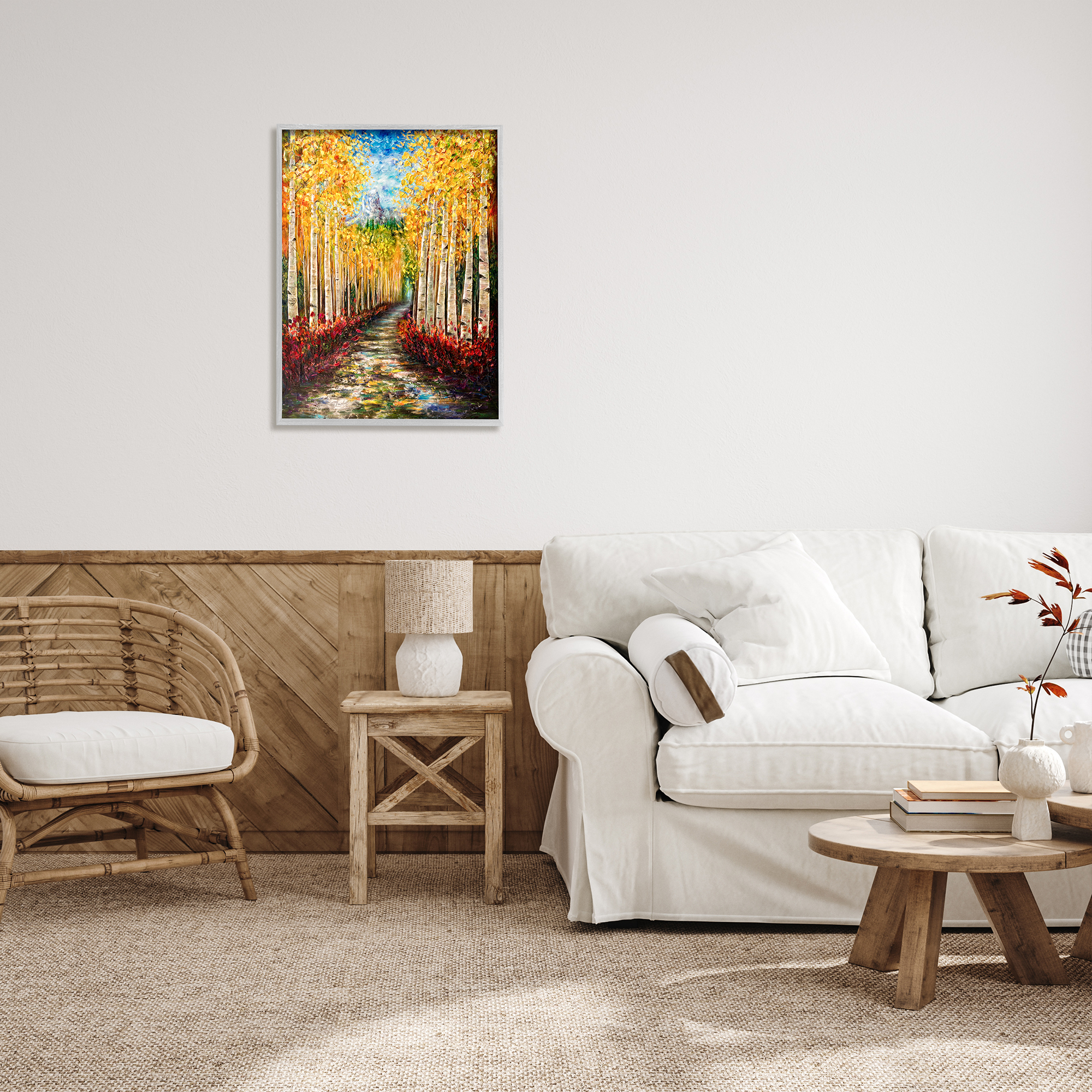 Stupell Industries Modern Birch Grove Painting Nature Painting Gray Framed Art Print Wall Art, 24 x 30