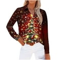 thumbnail image 2 of Long Sleeve Christmas Shirts for Women Button Down Plus Size Xmas Festive Tops Xmas Prints Loose Collared Blouses (M, Red), 2 of 5