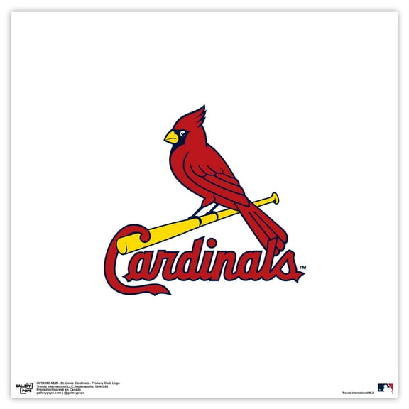 Gallery Pops MLB St. Louis Cardinals - Primary Club Logo Wall Art, Unframed Version, 12" x 12"