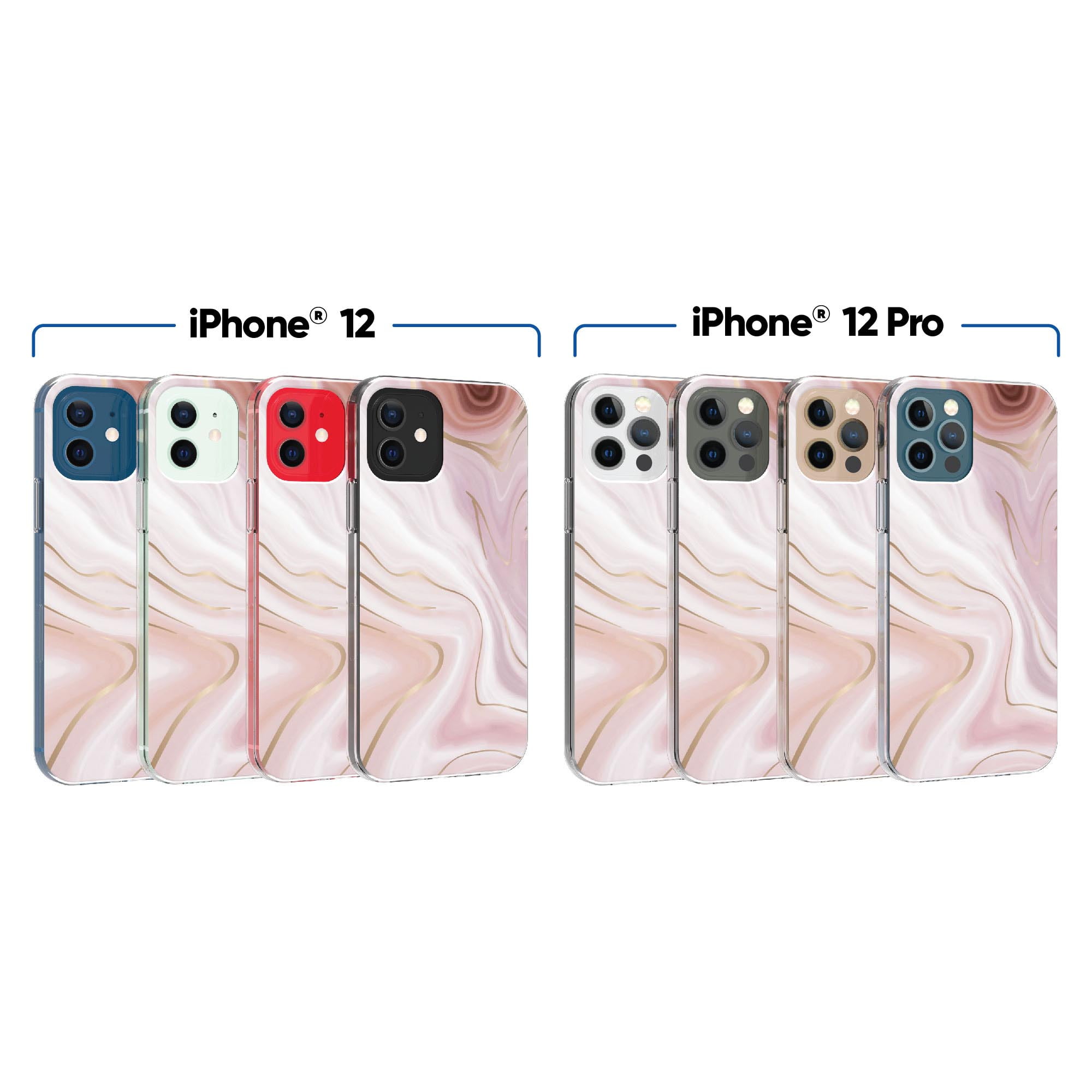 onn. Fashion Phone Case for iPhone 12 Pro / iPhone 12 - Pink Marble