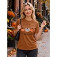 thumbnail image 5 of KimSoong Women Halloween Shirt Plaid Pumpkins Graphic Crew Neck Short Sleeve T-Shirts Tops, 5 of 11