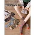 thumbnail image 2 of Vintage Embroidered Floral Socks for Women, Combed Cotton Crew Socks, 2 of 7