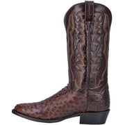 Dan Post Mens Pershing Brass Full-Quill Ostrich Western Boot Round Toe Brown 10.5 D(M) US