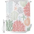 thumbnail image 2 of Red Sage Green Coastal Shower Curtains for Bathroom, Summer Beach Coral Shell Ocean Waterproof Fabric Shower Curtain, Decorative Bathroom Curtain for Bathtub, 36"x72" , No Hooks Included, 2 of 9