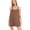 BROWN, variant on Women's Cami Mini Dress with Built in Romper Liner Summer Dress with Pockets and Stretch 95% Cotton 5% Spandex