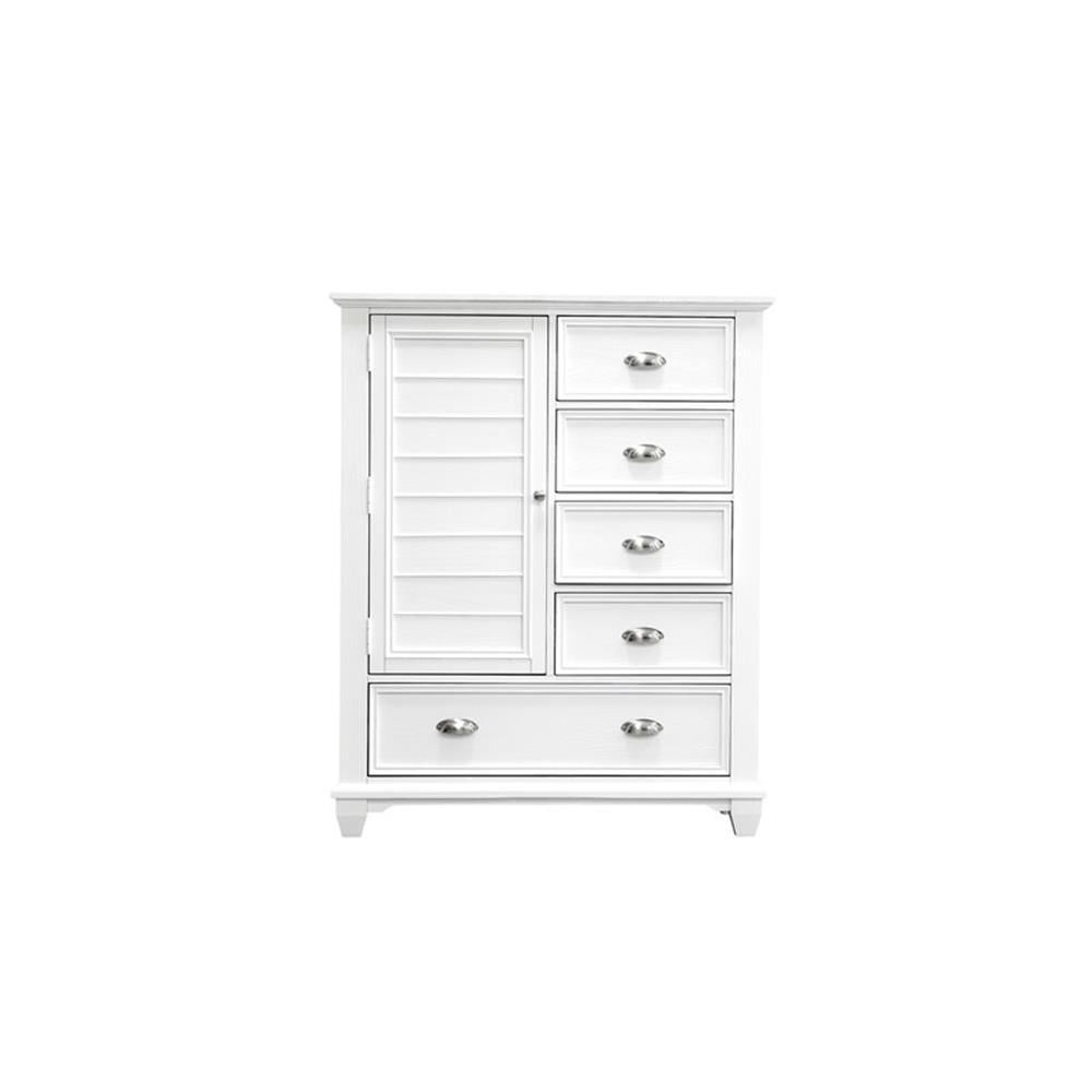 New Classic Furniture Jamestown Solid Wood 5-Drawer Door Chest in White