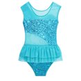 thumbnail image 4 of YiZYiF Girls Rhinestones Ballet Gymnastic Skirted Leotard Tulle Back Costume Dress Sky Blue-A 14, 4 of 5