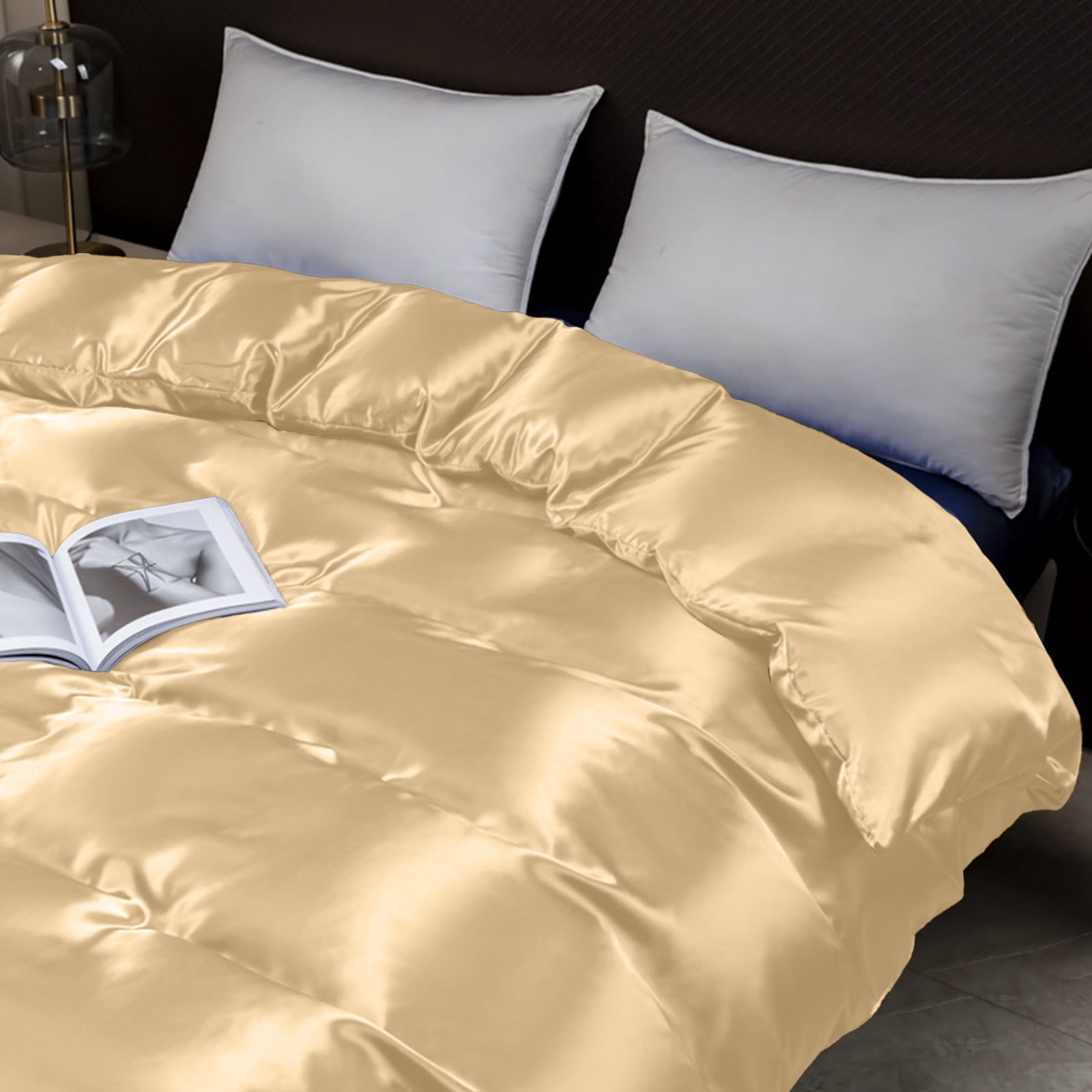 Up to 50% Off! Boovnll Twin Duvet Cover, Satin Lightweight Microfiber Silk Duvet Cover Twin Size with Zipper Closure for Summer Hot Sleeper & Night Sweats Hotel Quality Sheets, Bed Sheets (Purple)