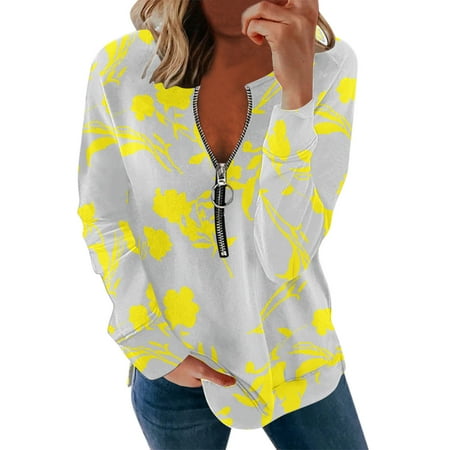 

Bkolouuoe Long-Sleeved T-shirt V-shaped Ladies Zipper Top Strip Temperament Printing Women s Blouse Extra Small Blouses Women Womens Camp Shirt Sleep Shirts Fit Large Lady Clothes Tops Loose