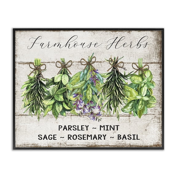 Stupell Industries Vintage Farm Market Herbs Food & Beverage Painting Black Framed Art Print Wall Art, 14 x 11