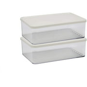 Silicook Flat Plastic Box for Kitchen for Kitchen&Refrigerator Organization, Transparent Food Storage Container for Kitchen, Fridge, Freezer (2 x 1200ml)