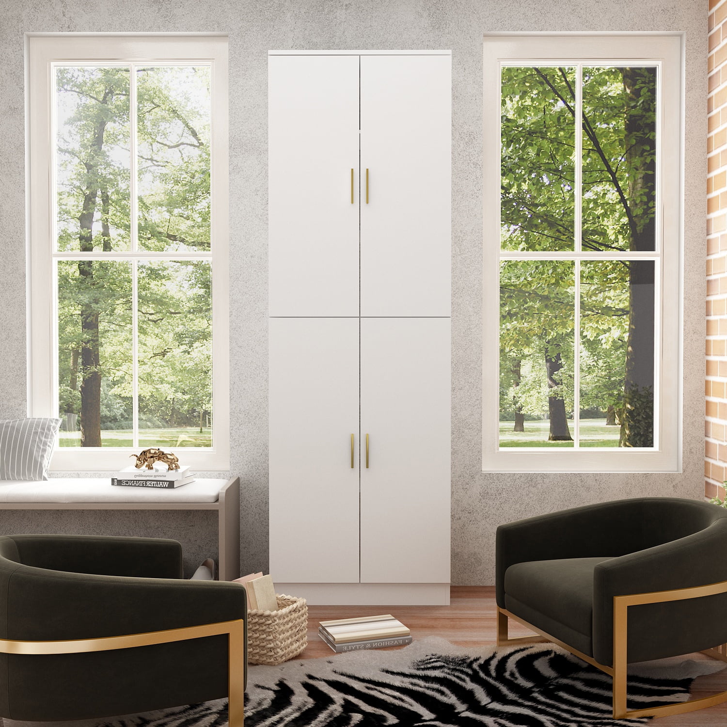 FUFU&GAGA Freestanding Modern 4 Door Kitchen Pantry, Storage