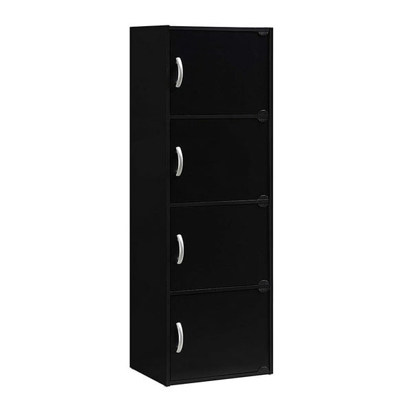 Hodedah 4 Portes Armoire de Rangement Multifonctions pour la Maison Ou le Bureau, Hêtre