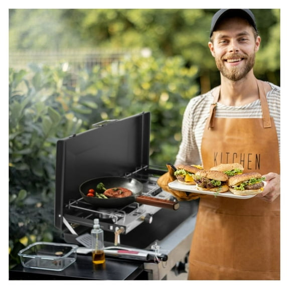 3-Burner Propane Camp Stove, 20000 BTU Portable Camping Grill with Ignition, Foldable Outdoor Stove for BBQ, Picnic, RV - Black