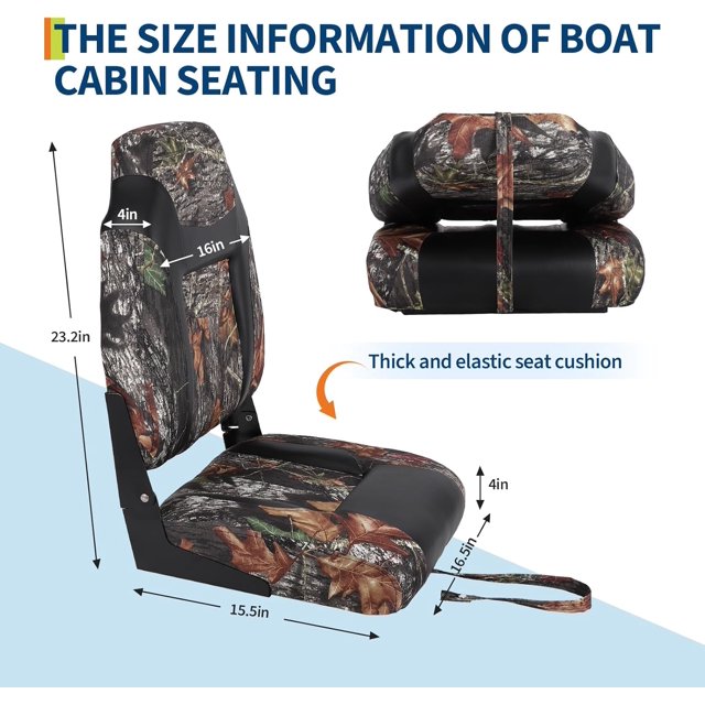 OUYAWEI 2 Pack High Back Folding Fishing Boat Seats Stainless Steel Screws Thickened Sponge Padding Hinge for Sightseeing Speedboat
